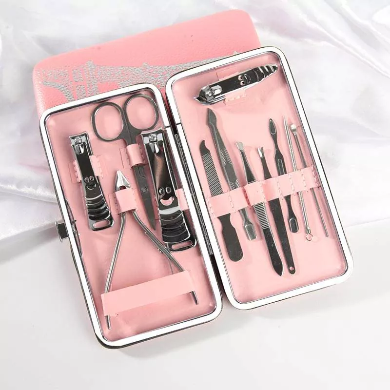 12 pcs set pemotong kuku dengan tas pu