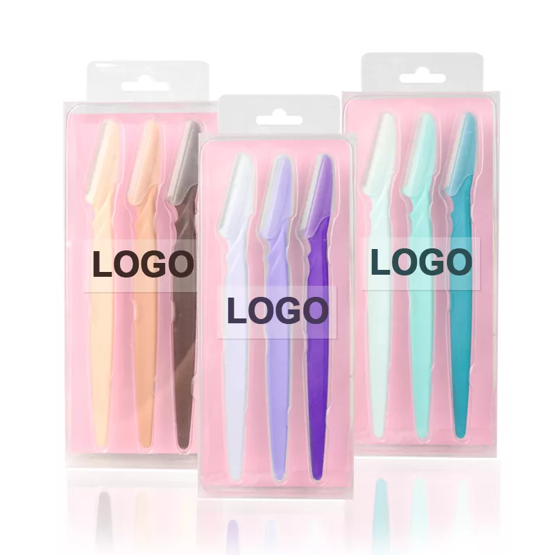 Set trimmer cukur alis plastik lipat berwarna -warni